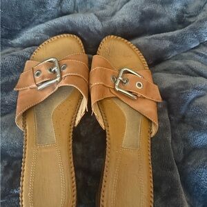 Women's Tan Slide Sandals